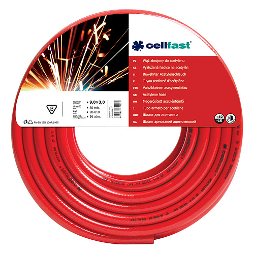 Hadice autogen červená Acetylene 9 x 3 mm