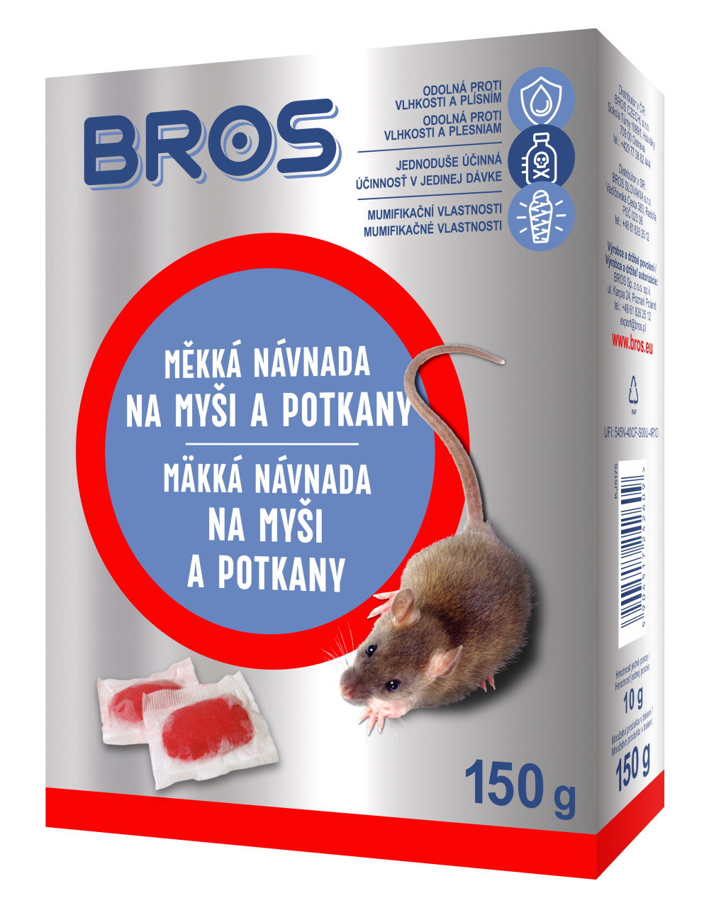 BROS měkká návnada na myši a potkany 150 g 