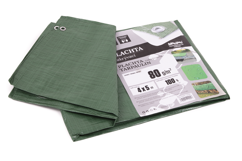 Plachta zakrývací zelená 4 x 5 m, 80 g/m2