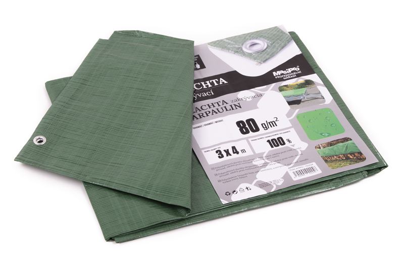 Plachta zakrývací zelená 3 x 4 m, 80 g/m2
