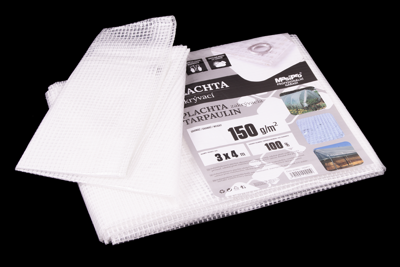 Plachta zakrývací průhledná 3 x 4 m, 150 g/m2