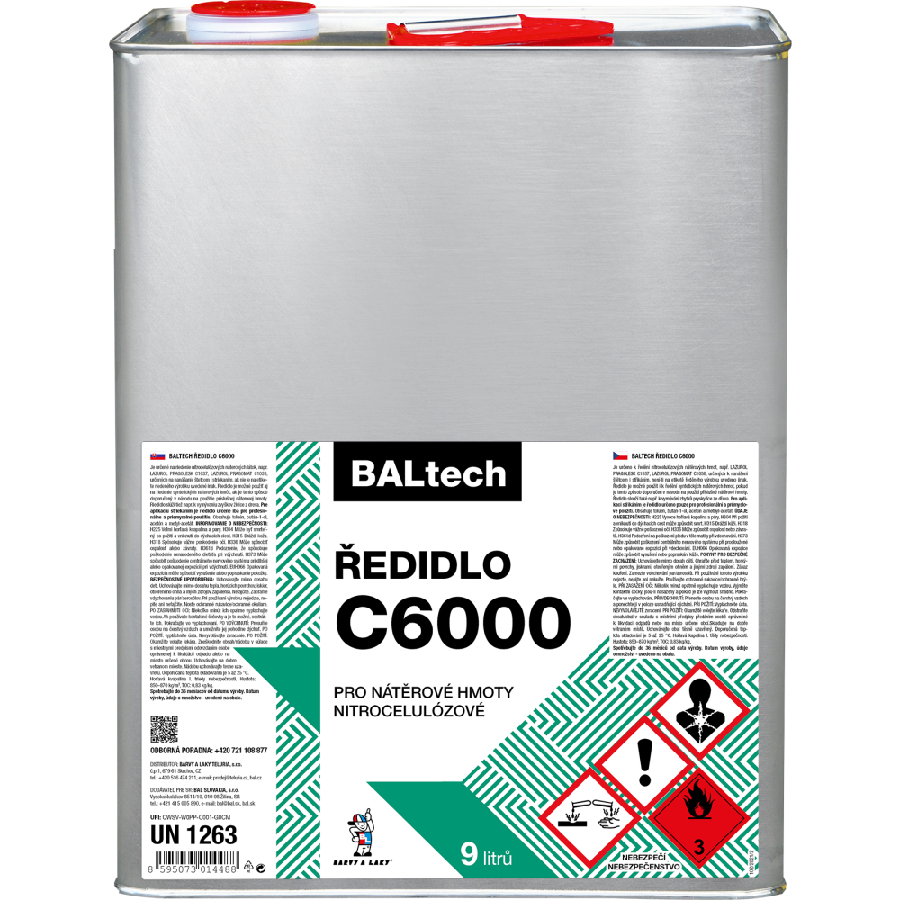Ředidlo C6000 pro nátěrové hmoty nitrocelulózové 9 l