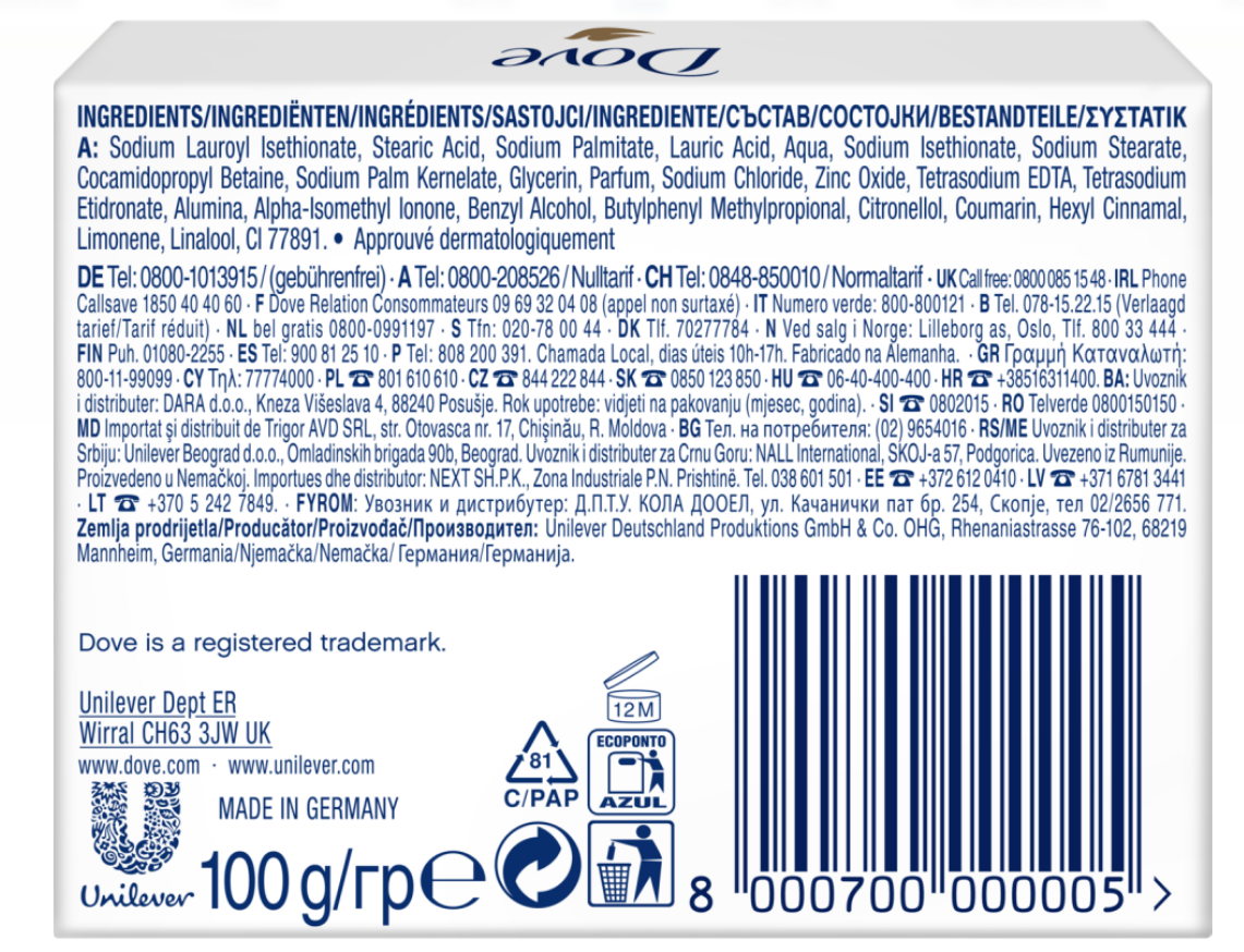 Dove mycí kostka krémová Original