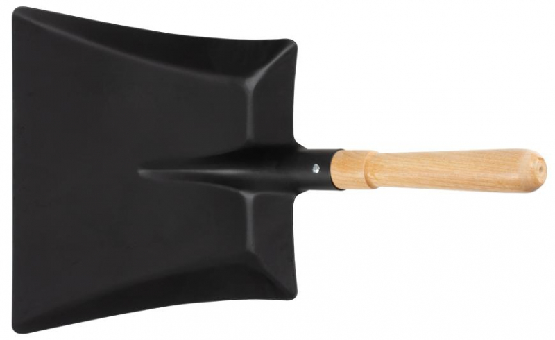 Lopatka na smetí černá s dřevěnou rukojetí