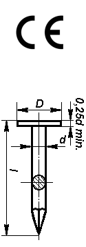 Hřebík lepenkový s velkou hlavou 2,5 x 16 mm