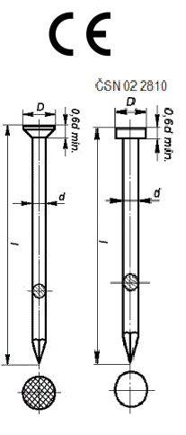 Hřebík stavební Zn 2,5 x 50 mm 
