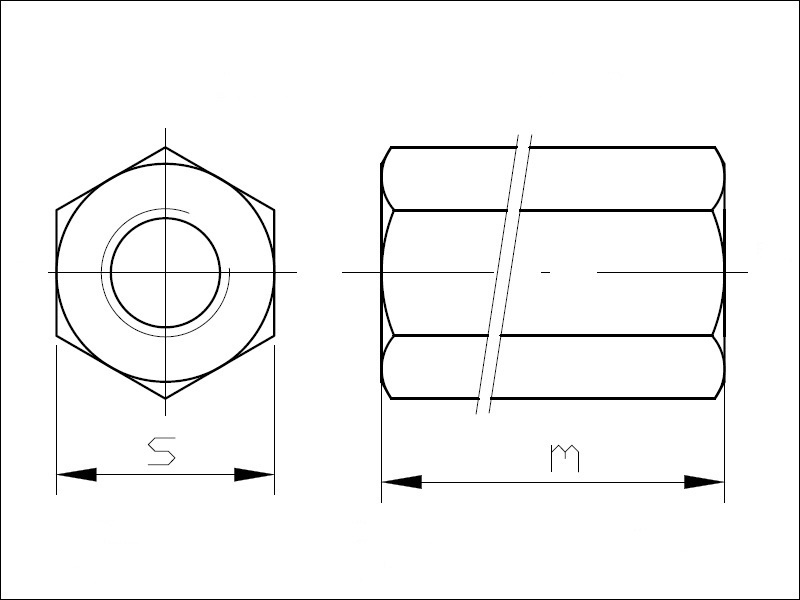 Matice prodlužovací šestihranná DIN 6334 M16