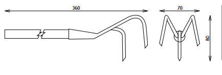Kypříč trojzubý s násadou 25 cm