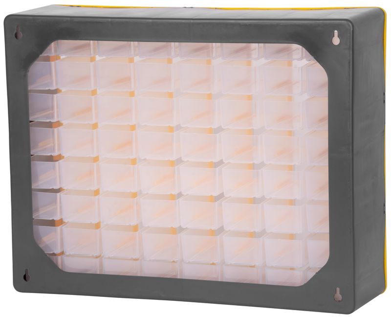 Organizér na stěnu 64 zásuvek, 50 x 16 x 39 cm