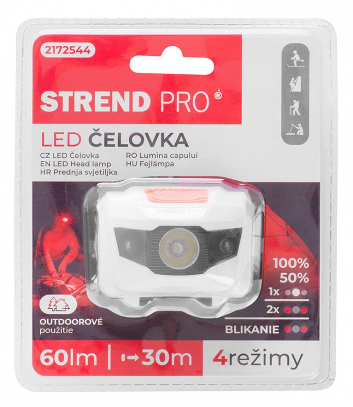 Svítilna - Čelovka 60 lm, 3xAAA 