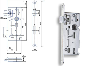 Zámek zadlabací K104 72/60 P-L Zn