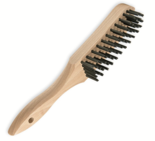 Kartáč s dřevěnou rukojetí a ocel. drátem v 5 řadách